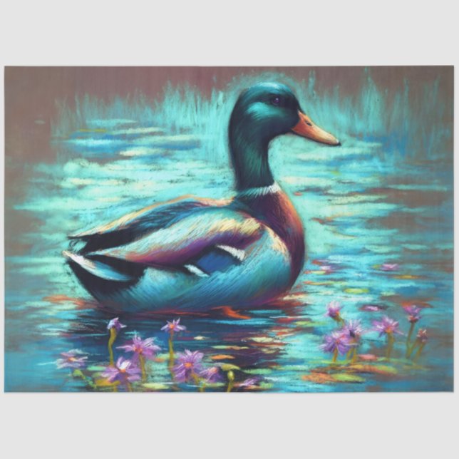 Papier Mousseline Dessin dur Pastel Peinture d'un canard de Majard (Recto)