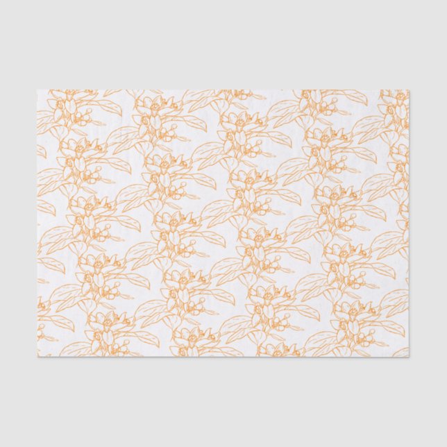 Papier Mousseline Dessin orangé à motifs floraux (Recto)