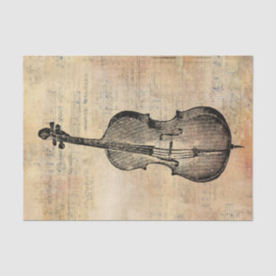 Papier Mousseline Dessin vintage D'Un Coucou Sur La Feuille De Musiq