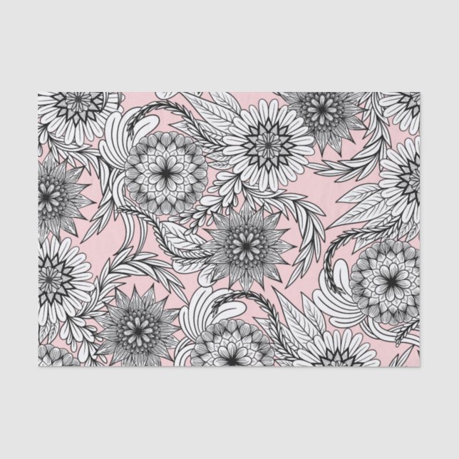 Papier Mousseline Dessins floraux roses modernes (Recto)