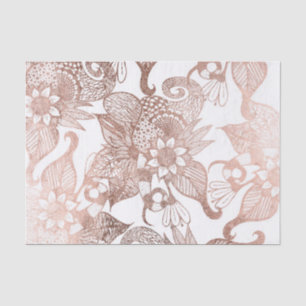 Papier Mousseline Dessins floraux rustiques d'or rose vintage de
