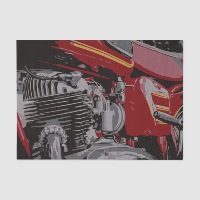 Papier Mousseline Détail de la moto rouge (Recto)
