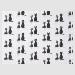 Papier Mousseline Deux chats noirs