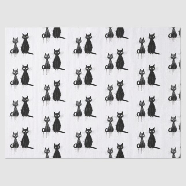 Papier Mousseline Deux chats noirs (Recto)