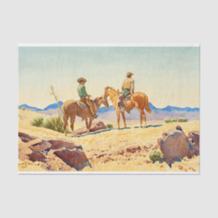 Papier Mousseline Deux cowboys à cheval par Maynard Dixon