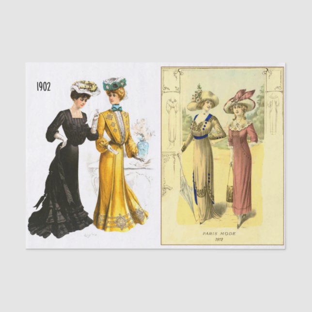 Papier Mousseline Deux Découpage Vintage de plaque de mode édouardie (Recto)