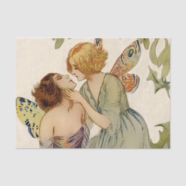 Papier Mousseline "Deux fées aux papillons" d'Erich Schutz (Recto)