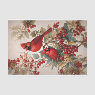 Papier Mousseline Deux Oiseaux Cardinaux Rouges Du Nord Et Des Berri
