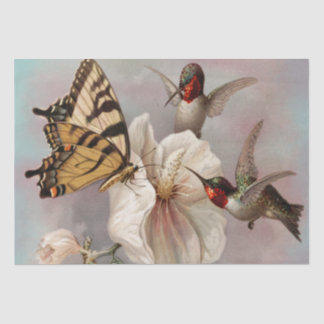 Papier Mousseline Deux oiseaux et papillon Shabby Chic Decoupage