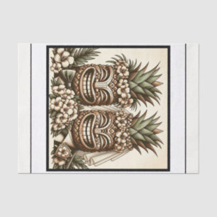 Papier Mousseline Deux pièces Gay Ananas Tiki Head Mariage rétro