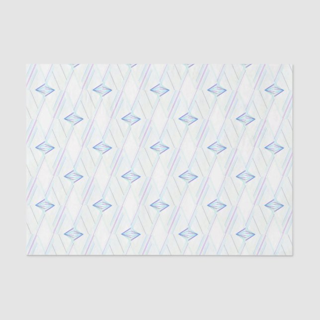 Papier Mousseline Diamant Blanc Et Bleu Abstrait Élégant Motif (Recto)