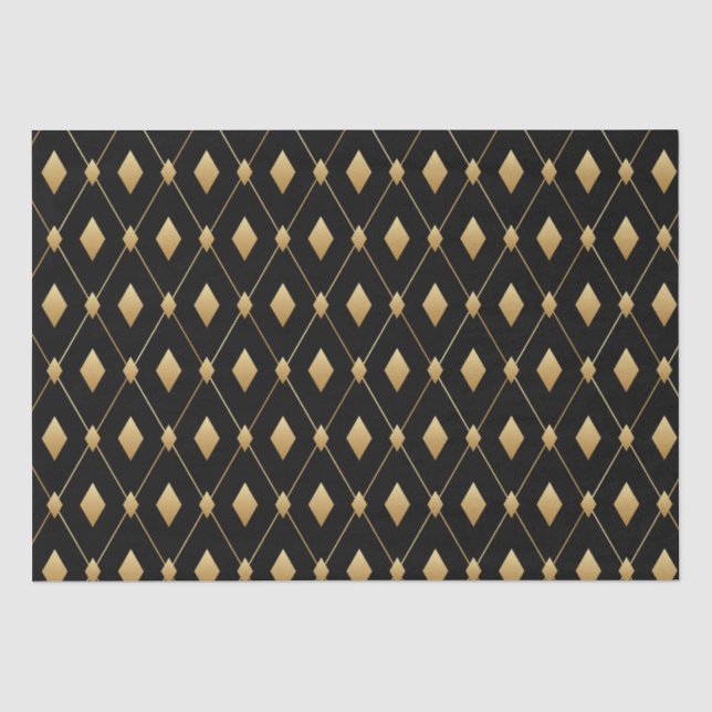 Papier Mousseline Diamant noir et or (Recto)