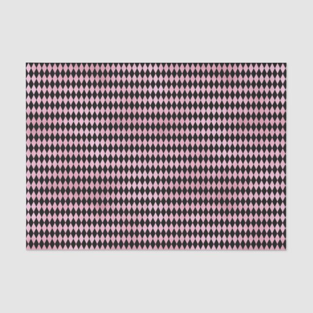 Papier Mousseline Diamant rose et arlequin noir (Recto)