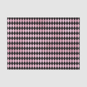 Papier Mousseline Diamant rose et arlequin noir