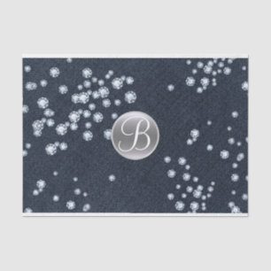 Papier Mousseline Diamants en Denim Bling Monogramme Initial éparpil