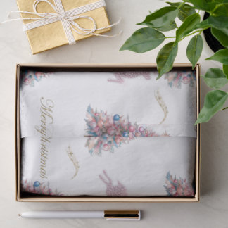 Papier Mousseline Diamond Reindeer Pink Pastel Christmas