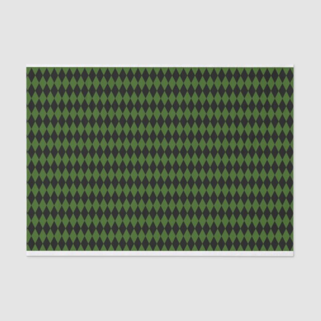 PAPIER MOUSSELINE DIAMOND VERT ET NOIR MARDI GRAS MOTIF (Recto)