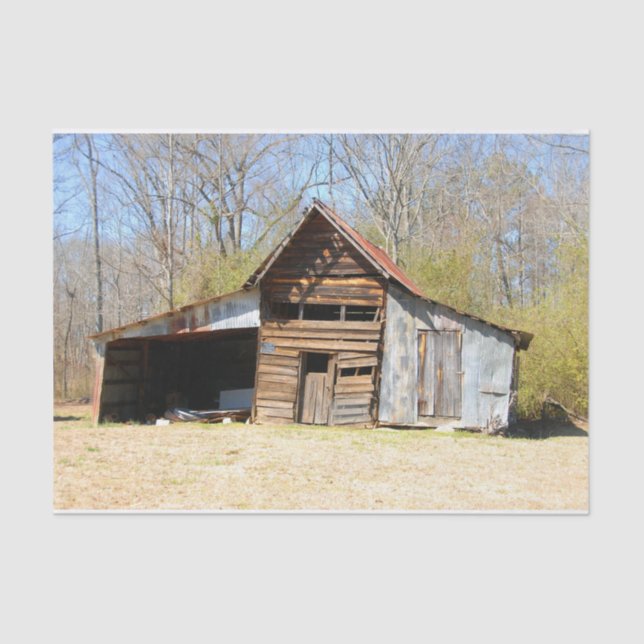 Papier Mousseline Dilapidé Rusty Old Barn Forêt d'automne (Recto)
