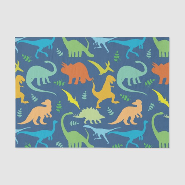 Papier Mousseline Dinosaures colorés (Recto)