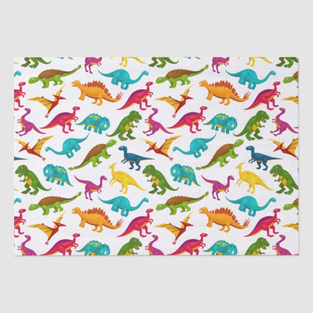 Papier Mousseline Dinosaures colorés (Recto)