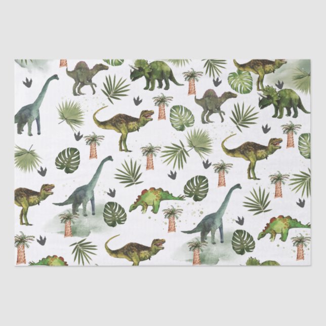 Papier Mousseline Dinosaures cool T-Rex Jurrasic Découpage de verdur (Recto)
