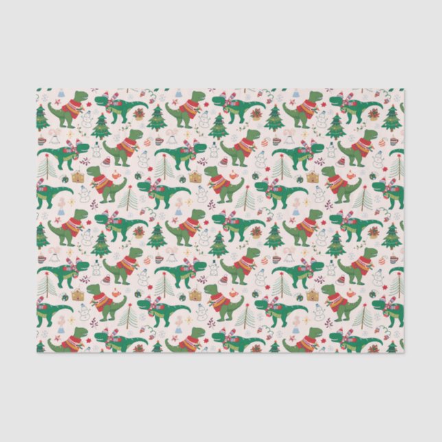 Papier Mousseline Dinosaures dans Sweaters Motif de Noël (Recto)