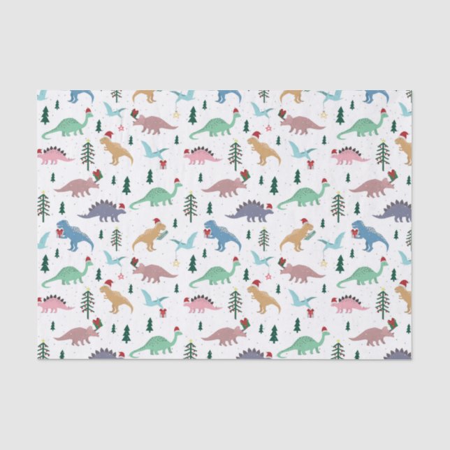 Papier Mousseline Dinosaures festifs Motif de Noël (Recto)