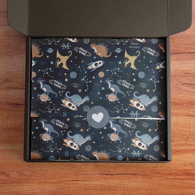 Papier Mousseline Dinosaures mignons en Motif spatial Anniversaire d (Créateur téléchargé)