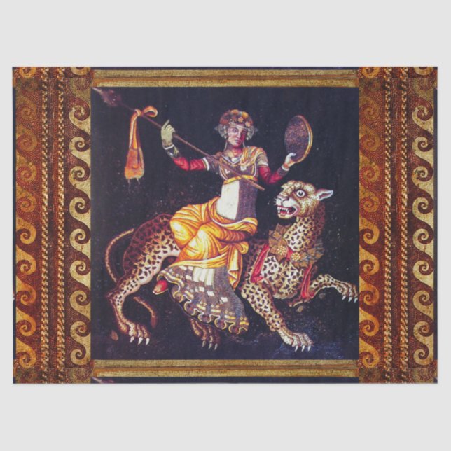 Papier Mousseline DIONYSOS AVEC LA SPEAR ÉQUITATION LEOPARD Grecque  (Recto)