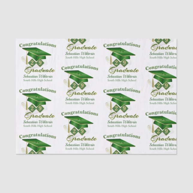 Papier Mousseline Diplôme d'or classique et vert personnalisé (Recto)
