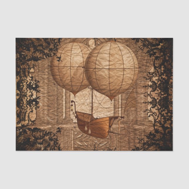 Papier Mousseline Dirigeable victorien grunge de Steampunk (Recto)