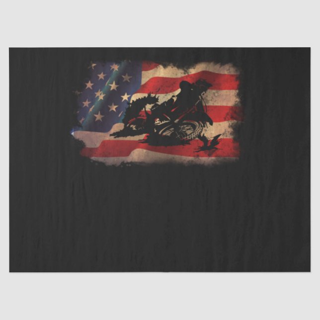 Papier Mousseline Dirt Bike American Flag Motocross Biker (Recto)