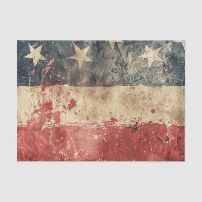 Papier Mousseline Distressed American Patriotic USA Flag (Recto)