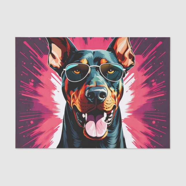 Papier Mousseline Doberman Pinscher Avec Lunettes De Soleil (Recto)
