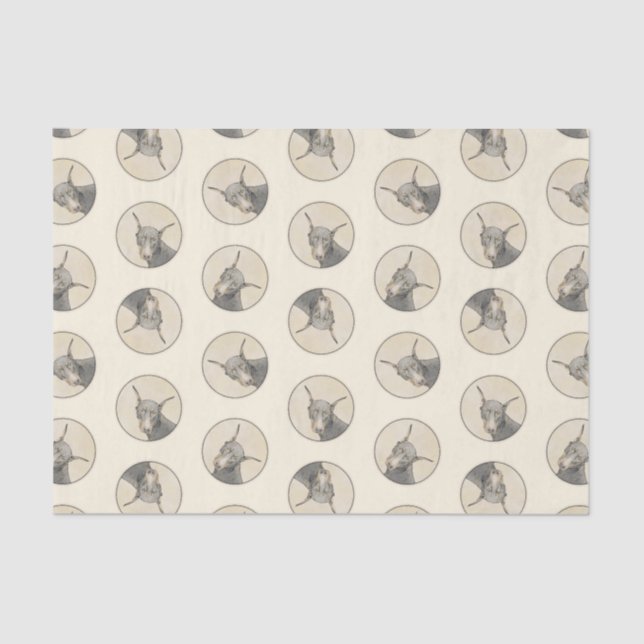 Papier Mousseline Doberman Pinscher Peinture Dobie Craché Chien Art (Recto)