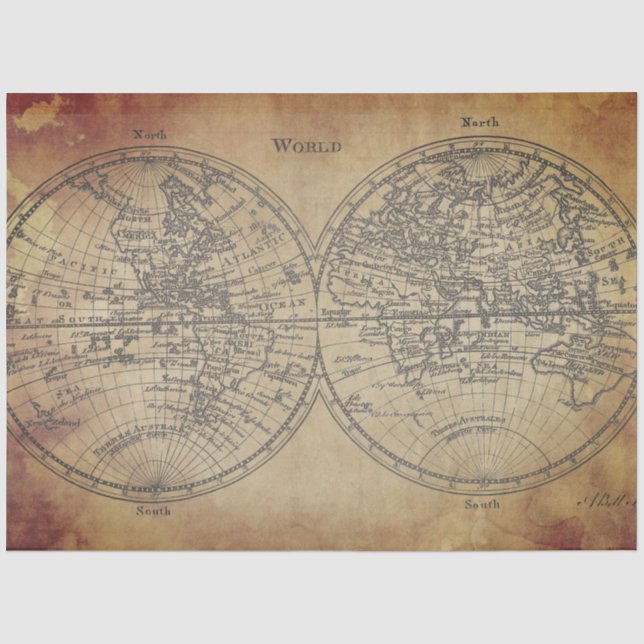 Papier Mousseline Document de découpage de la carte mondiale (Recto)