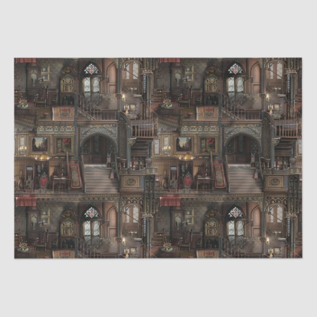 Papier Mousseline Dollshouse victorienne gothique hantée avec poupée (Recto)