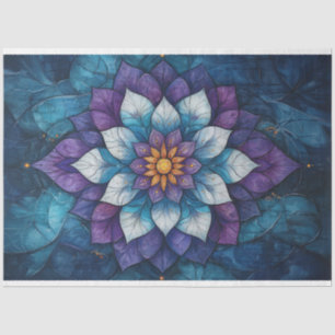 Papier Mousseline Doodle Mandala bleu et violet