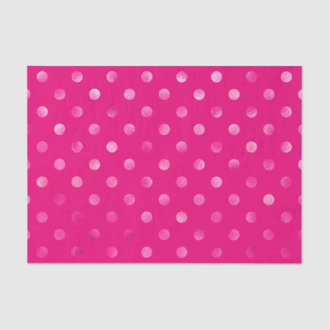 Papier Mousseline Dots suisses à points Polka Faux Foil Pink Chaud (Recto)