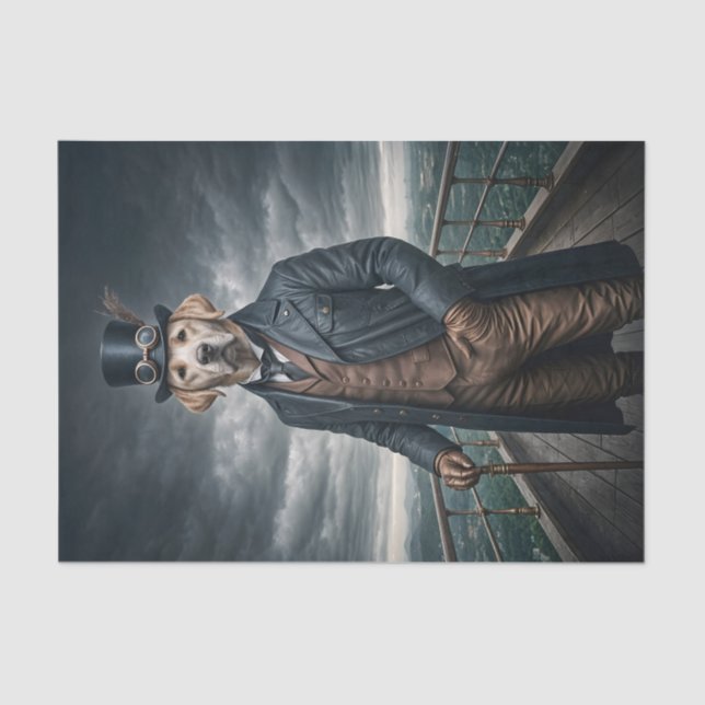 Papier Mousseline Double Elegant Victorian Steampunk Lab Chien Art (Recto)