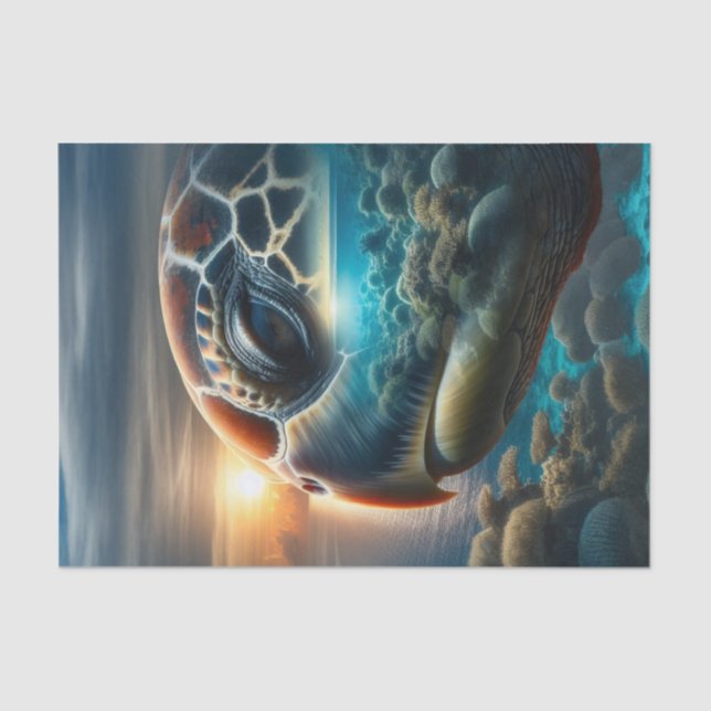 Papier Mousseline Double exposition Découpage de tortue de mer | Océ (Recto)