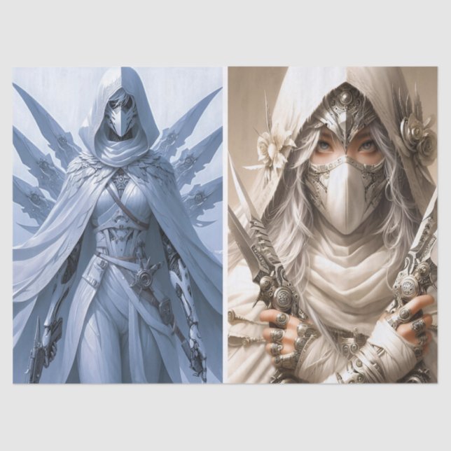 Papier Mousseline Double image d'une guerrière dans la page de décou (Recto)