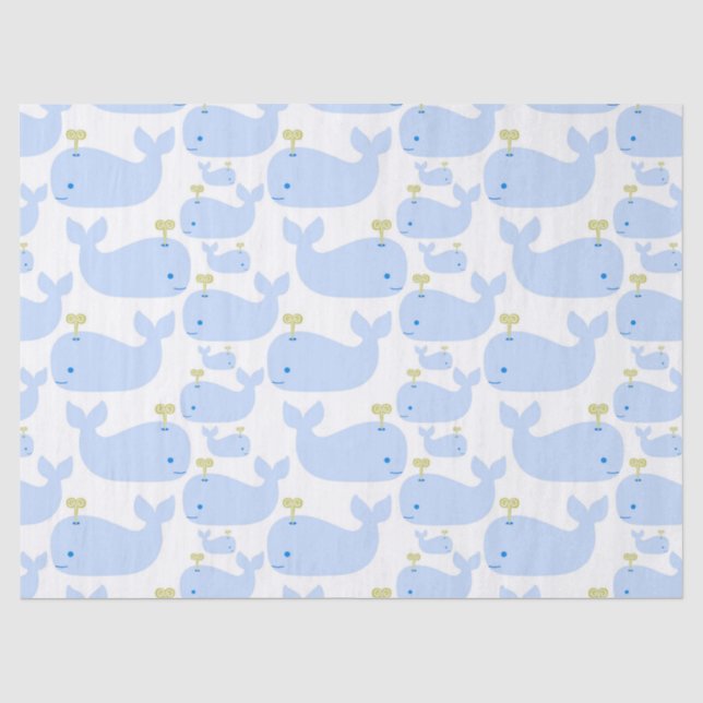 Papier Mousseline Douche infantile de cadeau de baleines de bleus (Recto)