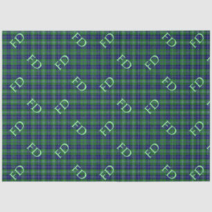Papier Mousseline Douglas Tartan officiel avec monogramme / initiale