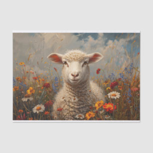 Papier Mousseline Doux mouton et peinture Fleur sauvage Découpage
