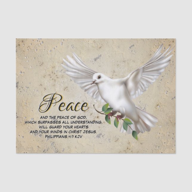 Papier Mousseline Dove de la paix Scripture personnalisée Verse (Recto)