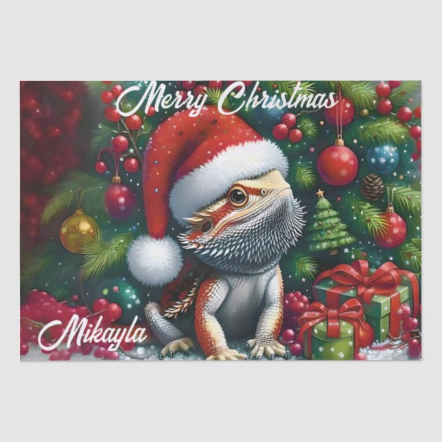 Papier Mousseline Dragon à seins mignons et chapeau de Santa (Recto)