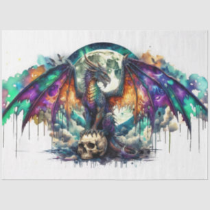 Papier Mousseline Dragon aquarelle