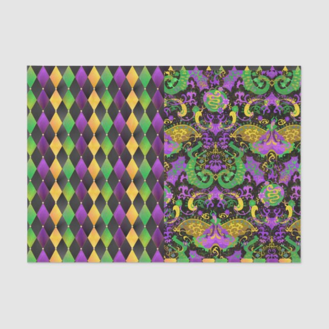 Papier Mousseline Dragon aux couleurs mardi Gras, Diamant (Recto)