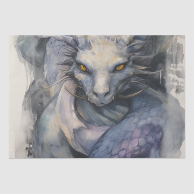 Papier Mousseline Dragon bleu (Recto)